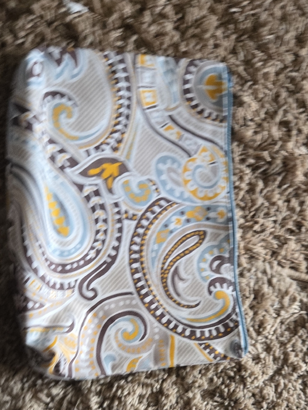 Thirty-one Paisley Zip Pouch in Blue, Yellow & Brown NEW